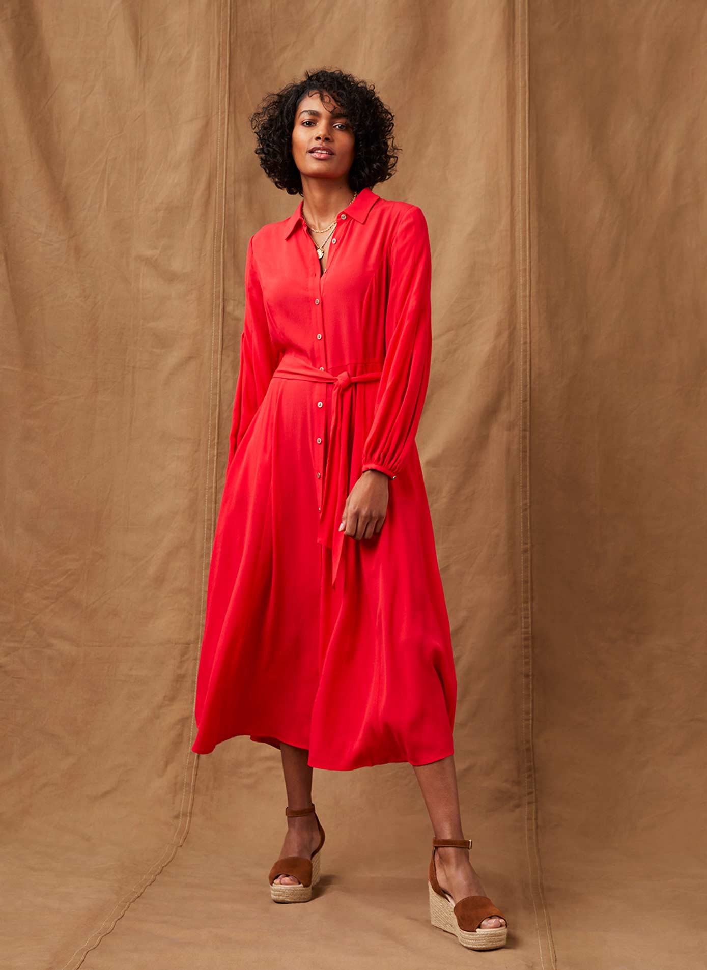 Red Midi Shirt Dress – Mint Velvet